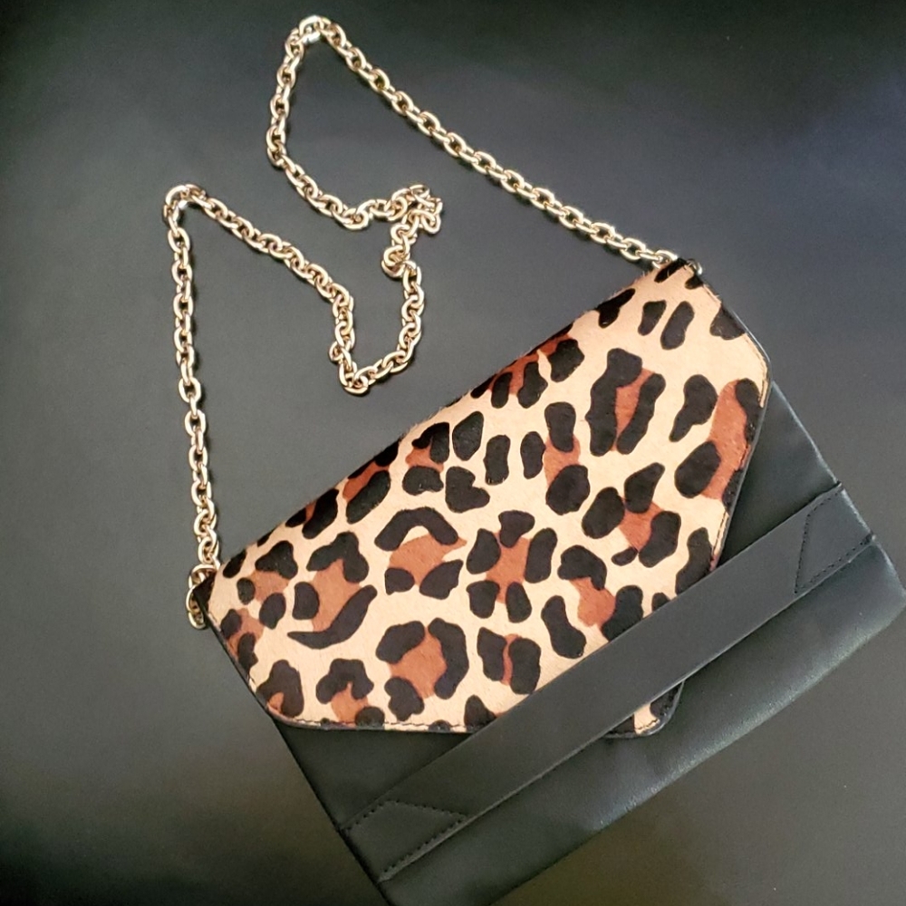 Kate & Alex Cuffaro Leopard and Black Shoulder Bag